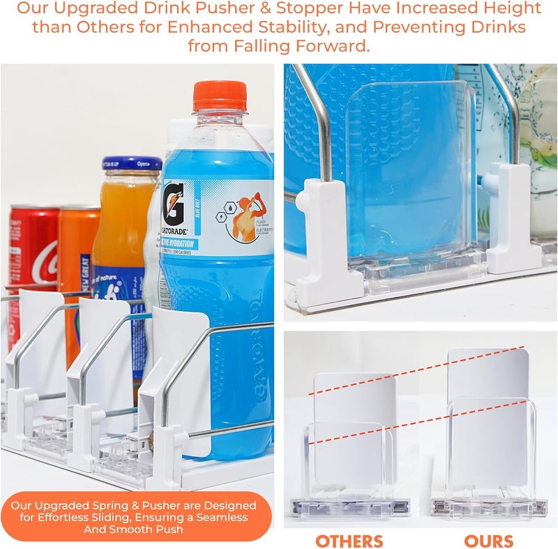 SIP SORT Fridge Organizer for Drinks, Upgraded Design of Fridge Can Organizer with Larger Stopper Height. Width Adjustable Automatic Can Holders for Fridge with Lock. Holds 10 Cans (2 Rows, White) - Image 3